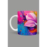 Fizello Renkli Çiçekler Colorful Floral Temalı Kupa, 330 ml, Beyaz, Seramik FIZELLO-MUG-359-colorful-floral