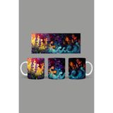 Fizello Renkli Çiçekler Colorful Floral Temalı Kupa, 330 ml, Beyaz, Seramik FIZELLO-MUG-369-colorful-floral