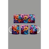 Fizello Renkli Çiçekler Temalı Kupa, 330 ml, Beyaz, Seramik FIZELLO-MUG-006-colorful-floral