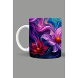 Fizello Renkli Çiçekler Temalı Kupa, 330 ml, Beyaz, Seramik FIZELLO-MUG-040-colorful-floral