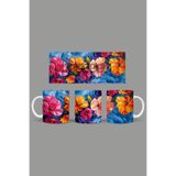 Fizello Renkli Çiçekler Temalı Kupa, 330 ml, Beyaz, Seramik FIZELLO-MUG-064-colorful-floral