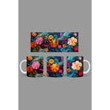 Fizello Renkli Çiçekler Temalı Kupa, 330 ml, Beyaz, Seramik FIZELLO-MUG-080-colorful-floral