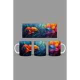 Fizello Renkli Çiçekler Temalı Kupa, 330 ml, Beyaz, Seramik FIZELLO-MUG-091-colorful-floral