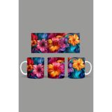 Fizello Renkli Çiçekler Temalı Kupa, 330 ml, Beyaz, Seramik FIZELLO-MUG-107-colorful-floral