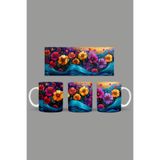 Fizello Renkli Çiçekler Temalı Kupa, 330 ml, Beyaz, Seramik FIZELLO-MUG-126-colorful-floral