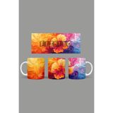 Fizello Renkli Çiçekler Temalı Kupa, 330 ml, Beyaz, Seramik FIZELLO-MUG-128-colorful-floral