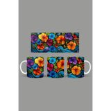 Fizello Renkli Çiçekler Temalı Kupa, 330 ml, Beyaz, Seramik FIZELLO-MUG-131-colorful-floral