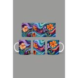 Fizello Renkli Çiçekler Temalı Kupa, 330 ml, Beyaz, Seramik FIZELLO-MUG-140-colorful-floral