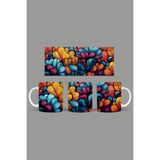 Fizello Renkli Çiçekler Temalı Kupa, 330 ml, Beyaz, Seramik FIZELLO-MUG-169-colorful-floral