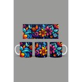 Fizello Renkli Çiçekler Temalı Kupa, 330 ml, Beyaz, Seramik FIZELLO-MUG-176-colorful-floral