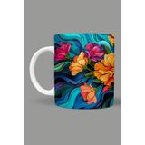 Fizello Renkli Çiçekler Temalı Kupa, 330 ml, Beyaz, Seramik FIZELLO-MUG-181-colorful-floral