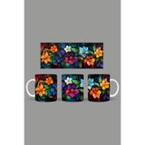 Fizello Renkli Çiçekler Temalı Kupa, 330 ml, Beyaz, Seramik FIZELLO-MUG-190-colorful-floral