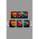 Fizello Renkli Çiçekler Temalı Kupa, 330 ml, Beyaz, Seramik FIZELLO-MUG-198-colorful-floral