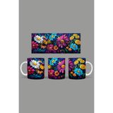 Fizello Renkli Çiçekler Temalı Kupa, 330 ml, Beyaz, Seramik FIZELLO-MUG-202-colorful-floral