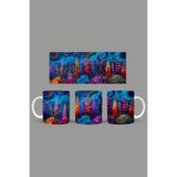 Fizello Renkli Çiçekler Temalı Kupa, 330 ml, Beyaz, Seramik FIZELLO-MUG-224-colorful-floral