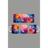 Fizello Renkli Çiçekler Temalı Kupa, 330 ml, Beyaz, Seramik FIZELLO-MUG-235-colorful-floral
