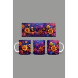 Fizello Renkli Çiçekler Temalı Kupa, 330 ml, Beyaz, Seramik FIZELLO-MUG-251-colorful-floral