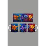 Fizello Renkli Çiçekler Temalı Kupa, 330 ml, Beyaz, Seramik FIZELLO-MUG-308-colorful-floral
