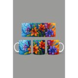 Fizello Renkli Çiçekler Temalı Kupa, 330 ml, Beyaz, Seramik FIZELLO-MUG-309-colorful-floral