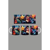 Fizello Renkli Çiçekler Temalı Kupa, 330 ml, Beyaz, Seramik FIZELLO-MUG-316-colorful-floral