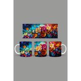 Fizello Renkli Çiçekler Temalı Kupa, 330 ml, Beyaz, Seramik FIZELLO-MUG-319-colorful-floral