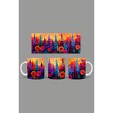 Fizello Renkli Çiçekler Temalı Kupa, 330 ml, Beyaz, Seramik FIZELLO-MUG-339-colorful-floral