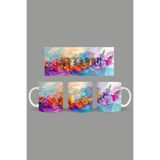 Fizello Renkli Çiçekler Temalı Kupa, 330 ml, Beyaz, Seramik FIZELLO-MUG-344-colorful-floral