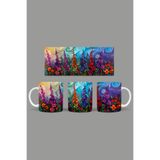 Fizello Renkli Çiçekler Temalı Kupa, 330 ml, Beyaz, Seramik FIZELLO-MUG-346-colorful-floral