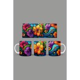 Fizello Renkli Çiçekler Temalı Kupa, 330 ml, Beyaz, Seramik FIZELLO-MUG-362-colorful-floral