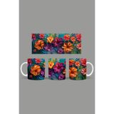 Fizello Renkli Çiçekler Temalı Kupa, 330 ml, Beyaz, Seramik FIZELLO-MUG-373-colorful-floral