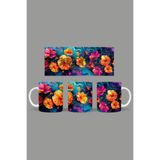 Fizello Renkli Çiçekler Temalı Kupa, 330 ml, Beyaz, Seramik FIZELLO-MUG-375-colorful-floral