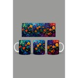 Fizello Renkli Çiçekler Temalı Kupa, 330 ml, Beyaz, Seramik FIZELLO-MUG-428-colorful-floral