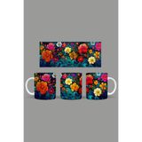 Fizello Renkli Çiçekler Temalı Kupa, 330 ml, Beyaz, Seramik FIZELLO-MUG-434-colorful-floral