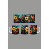 Fizello Renkli Çiçekler Temalı Kupa, 330 ml, Beyaz, Seramik FIZELLO-MUG-442-colorful-floral