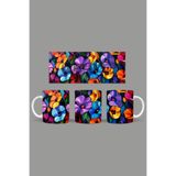 Fizello Renkli Çiçekler Temalı Kupa, 330 ml, Beyaz, Seramik FIZELLO-MUG-451-colorful-floral