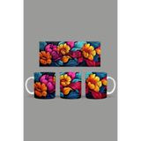 Fizello Renkli Çiçekler Temalı Kupa, 330 ml, Beyaz, Seramik FIZELLO-MUG-456-colorful-floral