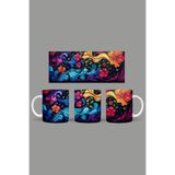 Fizello Renkli Çiçekler Temalı Kupa, 330 ml, Beyaz, Seramik FIZELLO-MUG-466-colorful-floral