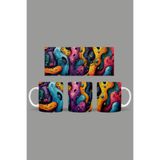 Fizello Renkli Çiçekler Temalı Kupa, 330 ml, Beyaz, Seramik FIZELLO-MUG-469-colorful-floral