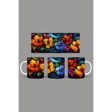 Fizello Renkli Çiçekler Temalı Kupa, 330 ml, Beyaz, Seramik FIZELLO-MUG-476-colorful-floral