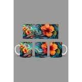 Fizello Renkli Çiçekler Temalı Kupa, 330 ml, Beyaz, Seramik FIZELLO-MUG-477-colorful-floral