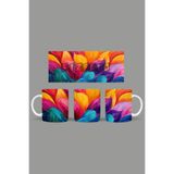 Fizello Renkli Çiçekler Temalı Kupa, 330 ml, Beyaz, Seramik FIZELLO-MUG-484-colorful-floral