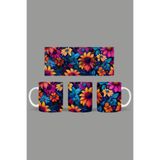 Fizello Renkli Çiçekler Temalı Kupa, 330 ml, Beyaz, Seramik FIZELLO-MUG-512-colorful-floral