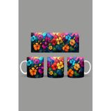 Fizello Renkli Çiçekler Temalı Kupa, 330 ml, Beyaz, Seramik FIZELLO-MUG-520-colorful-floral