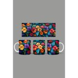 Fizello Renkli Çiçekler Temalı Kupa, 330 ml, Beyaz, Seramik FIZELLO-MUG-522-colorful-floral