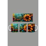 Fizello Renkli Çiçekler Temalı Kupa, 330 ml, Beyaz, Seramik FIZELLO-MUG-537-colorful-floral
