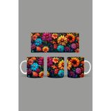 Fizello Renkli Çiçekler Temalı Kupa, 330 ml, Beyaz, Seramik FIZELLO-MUG-552-colorful-floral