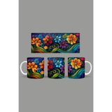 Fizello Renkli Çiçekler Temalı Kupa, 330 ml, Beyaz, Seramik FIZELLO-MUG-554-colorful-floral