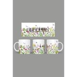 Fizello Yabani Çiçekler Temalı Kupa, 330 ml, Beyaz, Seramik FIZELLO-MUG-wildflower-100 FIZELLO-MUG-wildflower-100