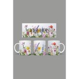 Fizello Yabani Çiçekler Temalı Kupa, 330 ml, Beyaz, Seramik FIZELLO-MUG-wildflower-103 FIZELLO-MUG-wildflower-103