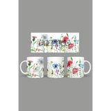 Fizello Yabani Çiçekler Temalı Kupa, 330 ml, Beyaz, Seramik FIZELLO-MUG-wildflower-115